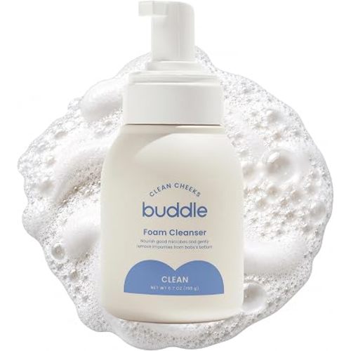 Buddle Clean Cheeks Baby Micellar No-Rinse Foam Cleanser with Chamomile, Witch Hazel, Arnica Montana, Skin Barrier Supporting and Gentle for Sensitive Skin, Paraben & Fragrance Free, 6.7oz