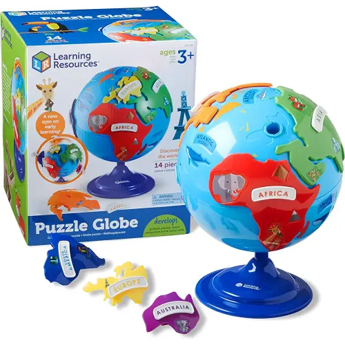 Learning Resources Puzzle Globe - 14 Pieces, Ages 3+ Preschool Learning Toys for Boys and Girls, Earth Globe for Kids