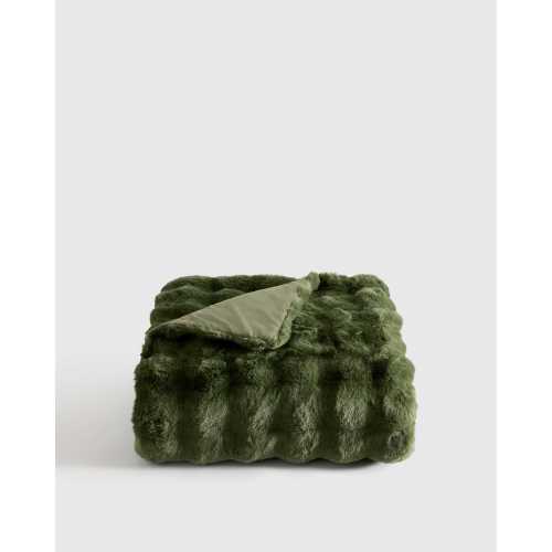 Ruched Faux Fur Throw in Glacier