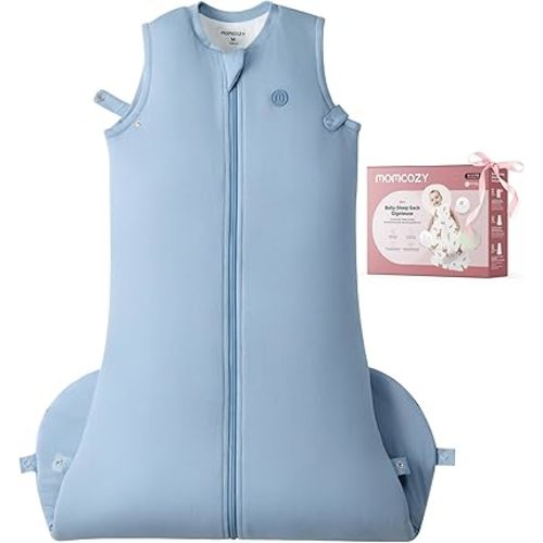 Momcozy Sleep Sack for Baby 0-6 Months, 1.5 TOG Baby Wearable Blanket with Supportive Plush Filling, Two-Way Zipper for Easy Diaper Changes, Snap-Fit Design for Growing Babies, Small, Blue