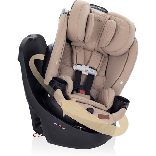 Evenflo Revolve360 Slim 2-in-1 Rotating Car Seat with Green & Gentle Fabric (Travertine)