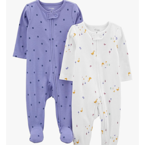 Simple Joys by Carter's Baby Girls' Cotton Footed Sleep and Play, Pack of 2
