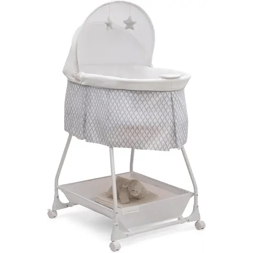 Delta Children Deluxe Soothing Dreams Bassinet, Grey Windchime