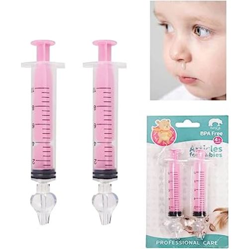 Nasal Irrigator for Baby,10ml Baby Nasal Syringe Irrigator Portable Infant Noses Cleaner Nasal Irrigation Nose Aspirator for Babys Nasal Wash Nasals Cleaner Babys Nose Rinse 2pcs (Pink)
