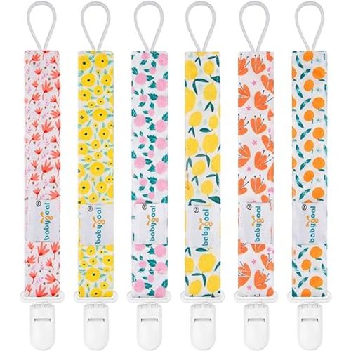 Babygoal Plastic Pacifier Clips for Boys, 6 Pack Pacifier Holder Fits Most Pacifier Styles &Teething Toys and Pacifier Clips for Boys And Girls 6PS14-CA