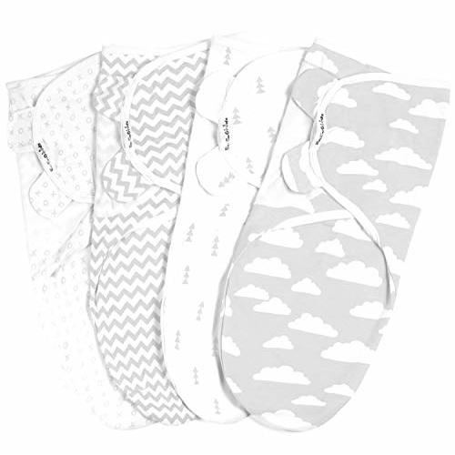BaeBae Goods Swaddle Blanket Set, Adjustable Infant Baby Wrap Set of 4, Baby Swaddling Wrap Blankets Made in Soft Cotton