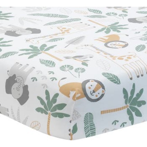 Jungle Friends 100% Cotton Safari Animals Baby Fitted Crib Sheet