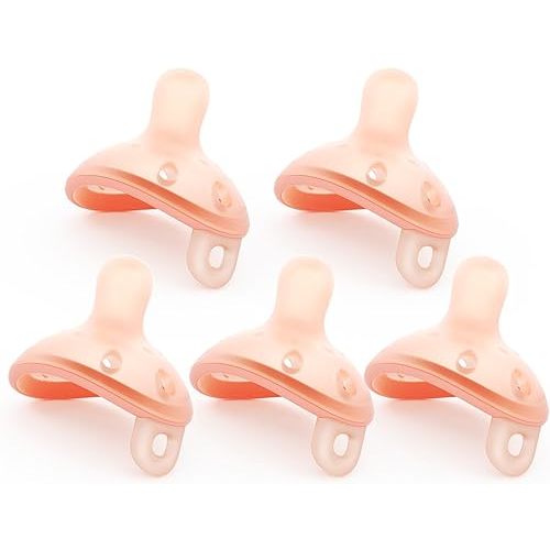 Baby Pacifiers 0-6 Month, Breast Like Shape Soft Silicone Newborn Pacifiers 0-3 Months with Large Air Holes, BPA-Free, 5pcs