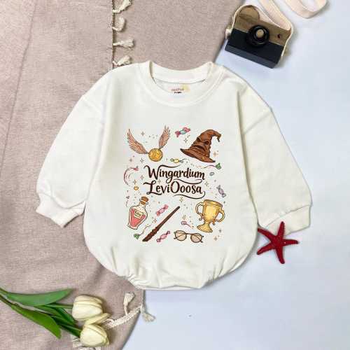 Wizard Baby Bubble Romper, Wingardium Leviosa Infant Bodysuit, Magic Toddler Outfit, New Mother Gift, Newborn Coming Home Set