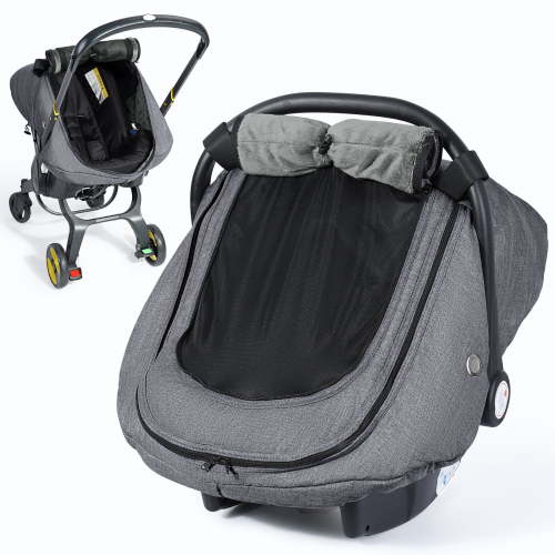 Orzbow Winter Baby Car Seat Cover, Universal Carseat Cover for Babies with Breathable Mesh Window, Cozy and Warm Car Seat Covers for Cold Weather, Dark Grey