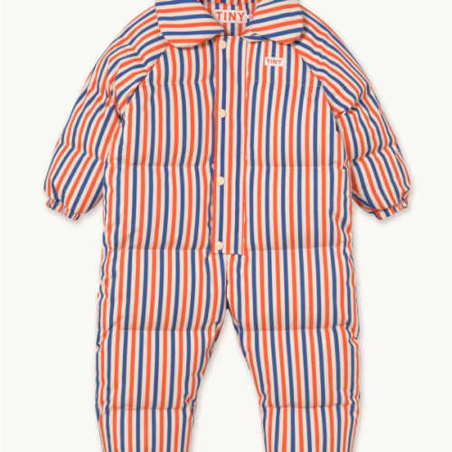 STRIPES PADDED OVERALL summer red/dark blue | TINY