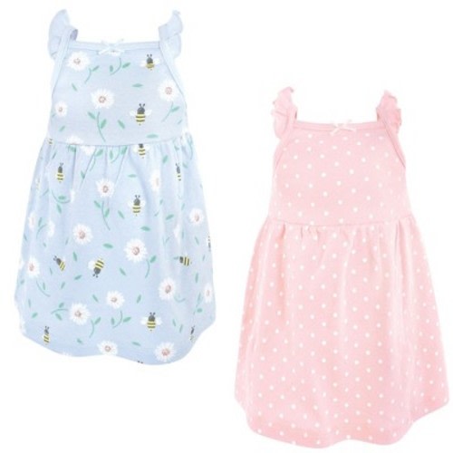 Luvable Friends Hudson Baby Sleeveless Dresses 2pk, Blossom Daisy Bee, 6-9M