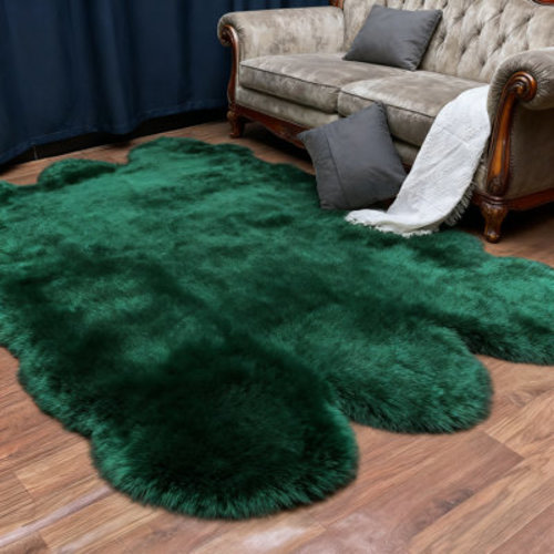 Cozy Thick Green Faux Sheepskin Area Rug | Wayfair