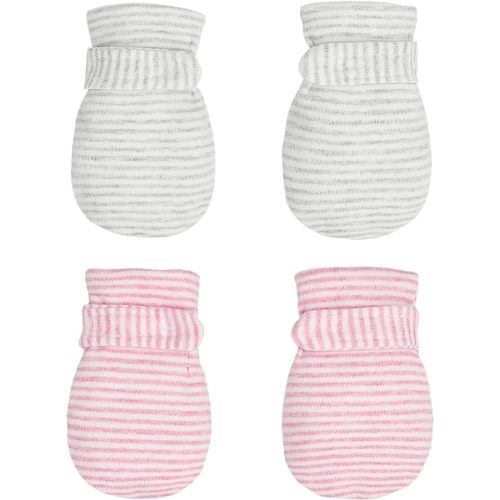 Newborn Baby No Scratch Mittens Stay On, 100% Cotton Breathable, Adjustable Infant Gloves for Baby Boys Girls Mittens