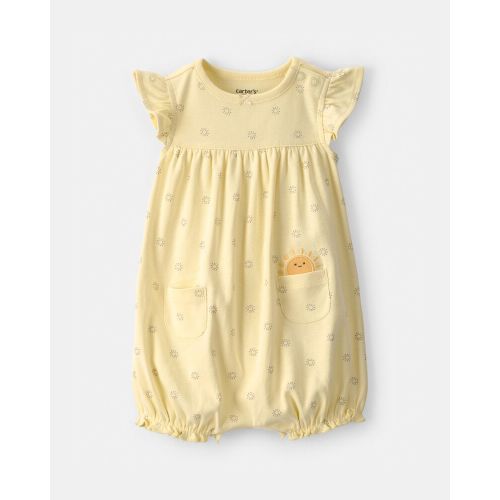 Baby Girl Sunshine Short-Sleeve Romper - Yellow | Carter’s Oshkosh Canada
