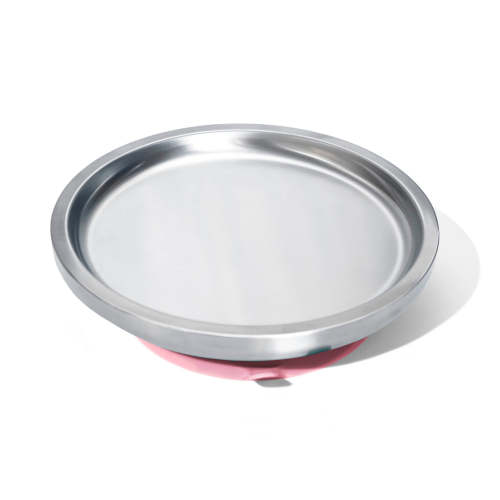 Baby Round Open Plate | Stainless Steel & Silicone