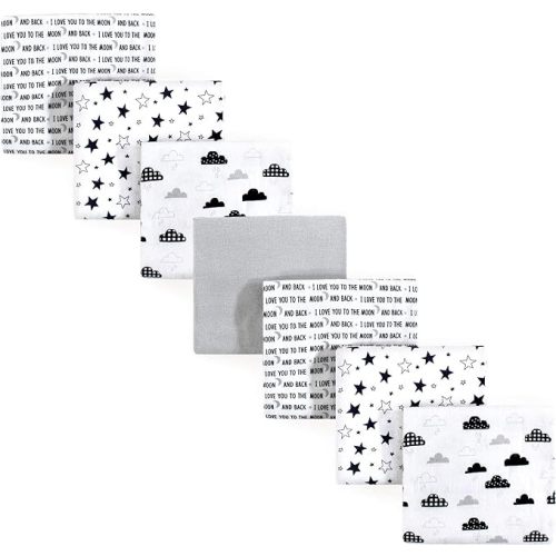 Hudson Baby Unisex Baby Cotton Flannel Receiving Blankets Bundle, Moon And Back, One Size