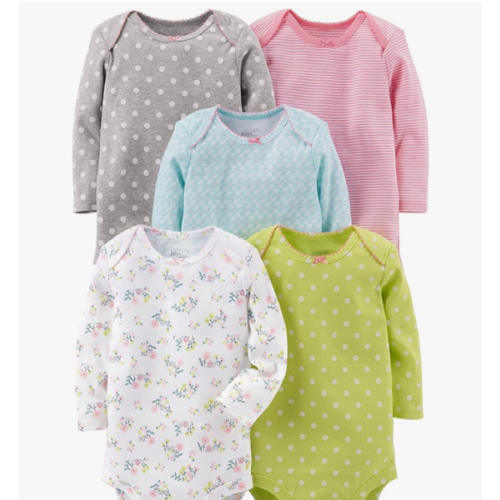 Simple Joys by Carter's Baby Girls' Long-Sleeve Bodysuit, Pack of 5