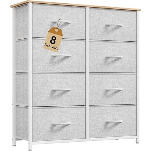 DWVO Fabric Dresser for Room, Tall Storage 8 Drawers, Black Dresser & Chest of Drawers, Storage Drawer Organizer for Closet, Living Room