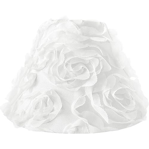 Sweet Jojo Designs White Floral Rose Lamp Shade - Solid Flower Luxurious Elegant Princess Vintage Boho Shabby Chic Luxury Glam High End Roses