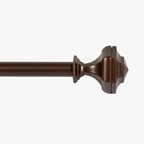 Deco Window Curtain Rods for Windows 44 – 120 Inch, 3/4 Inch Heavy Duty Extendable Metal Drapery Rod, Adjustable Curtain Rod with Decorative Hexagon Finials for Living Room Bedroom, Brown Oil Rubbed