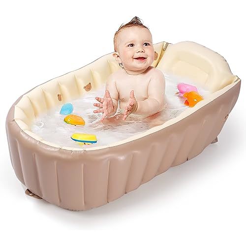 MINK Inflatable Bathtub for Toddlers - Portable Baby Tub with Built-in Air Pump - Collapsible Design for Easy Storage - Perfect for Newborns to Infants