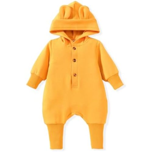 Unisex Baby Hooded Jumpsuit Infant Boy Girl Long Sleeves Romper Fall Winter Spring Outfits Preemie-18 Months
