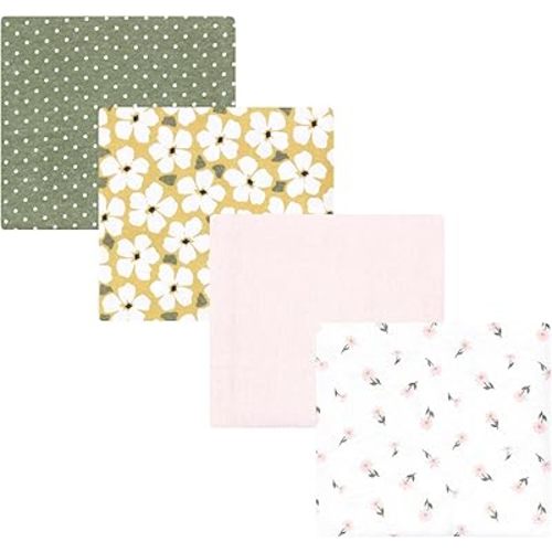 Hudson Baby Unisex Baby Cotton Flannel Receiving Blankets, Sage Floral, One Size