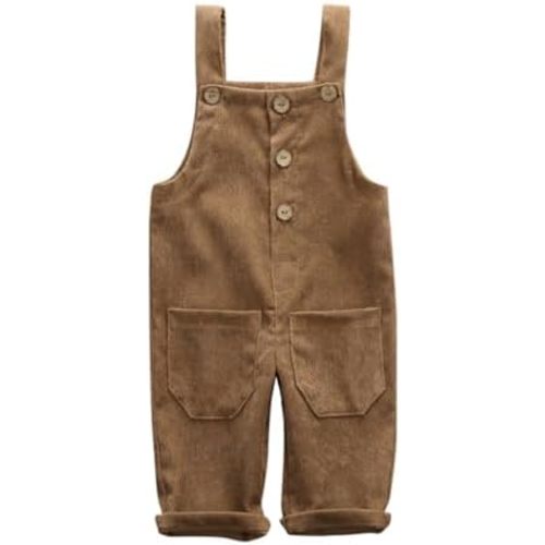 Baby Boy Girl Corduroy Overalls Solid Suspender Bib Pants One-Piece Strap Jumpsuit Pocket Fall Winter Outfit