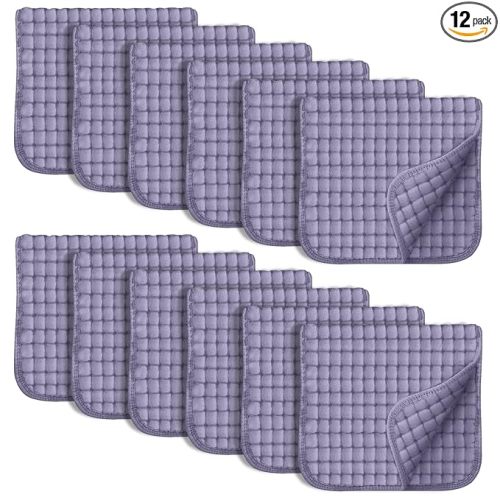 SWEET DOLPHIN 12 Pack Muslin Burp Cloths Large 100% Cotton Hand Washcloths for Baby - Baby Essentials Extra Absorbent and Soft Boys & Girls Milk Spit Up Rags for Newborn Registry - Grey, 20" X10"