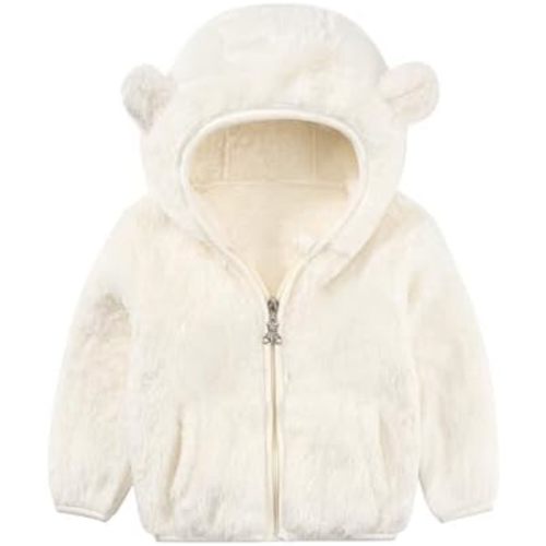 Baby Toddler Boys Girls Fleece Jacket with Hood Zip Up Cute Bear Coats for Infant Boys Girls Fuzzy Jacket with Ear 1-5T