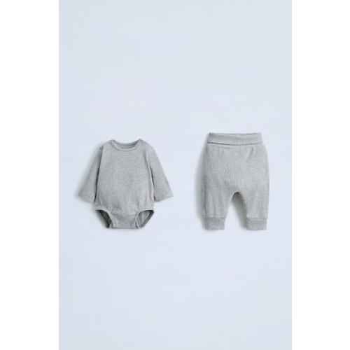 RIB BODYSUIT AND LEGGINGS PACK - Gray marl | ZARA United States