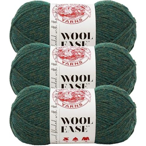 (3 Pack) Lion Brand Yarn Wool-Ease Yarn, Forest Green Heather