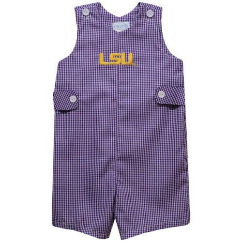 Infant Vive La Fete Purple LSU Tigers Gingham Jon Jon Romper