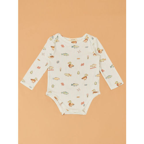 Lake Cuties Long Sleeve Bodysuit in Ivory & Blue | AS Kids