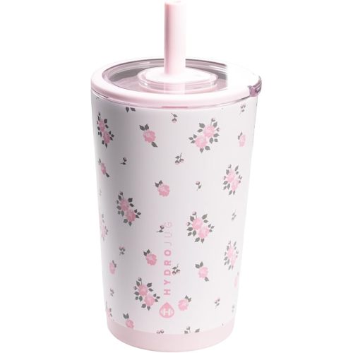 HydroJug Everyday Tumbler 14 oz – Ceramic-Lined Insulated Tumbler with Straw and Soft-Touch Lid, Cup Holder Friendly, Double-Wall Vacuum Insulation, Reusable Travel Cup – Wildrose