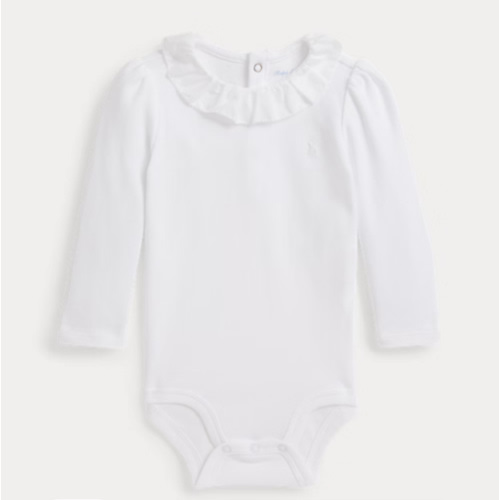 Ruffle-Overlay Cotton Interlock Bodysuit