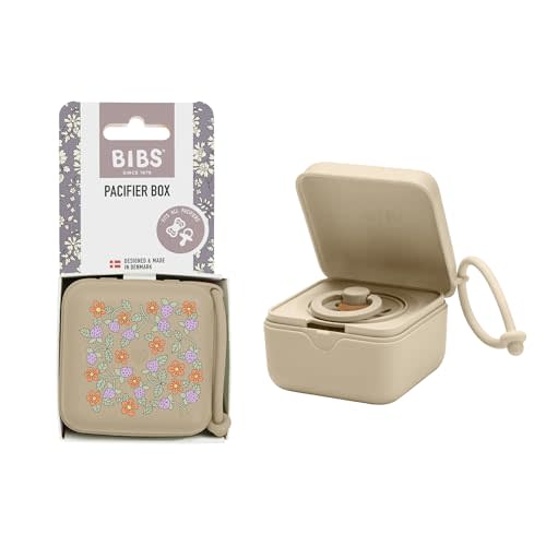 BIBS Liberty Pacifier Box with Strap. Soother Holder and Steriliser case. 100% BPA Free Food-Grade Material - Strawberries and Cream Vanilla