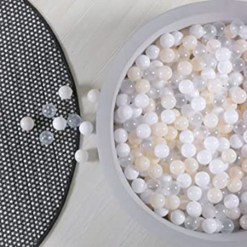 GOGOSO Ball Pit Balls 100 - Soft Plastic Balls for Babies Toddlers Kids Children with Storage Bag for 1 2 3 Years Old, 3 Colors (100 Balls) White Beige Transparent