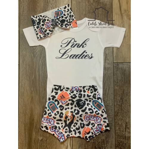 Pink Ladies Grease Baby or Toddler Set / Baby Bummies Biker Shorts / Magic Outfit