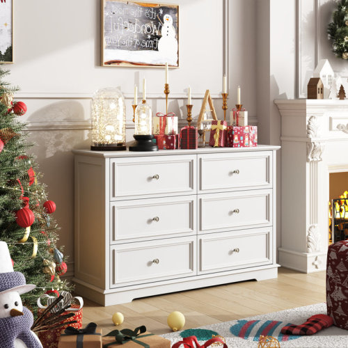 Lark Manor™ Goode 47.2'' W Vintage 6-Drawer Double Dresser with Bronze-Colored Handles & Reviews | Wayfair