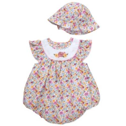 Baby Girls' Floral Bubble Romper & Hat, 2-Piece Set