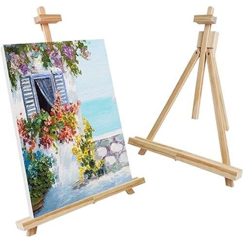 CONDA 25'' Folding Wooden Tabletop Easel for Painting, Hold Canvas up to 23 Inches, Portable A-Frame Artist Desktop Painting Stand, Photo Picture Sign Holder