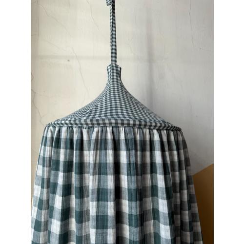 Green Gingham Muslin Canopy – Nursery Room Decoration, Limited Edition by Babotipi