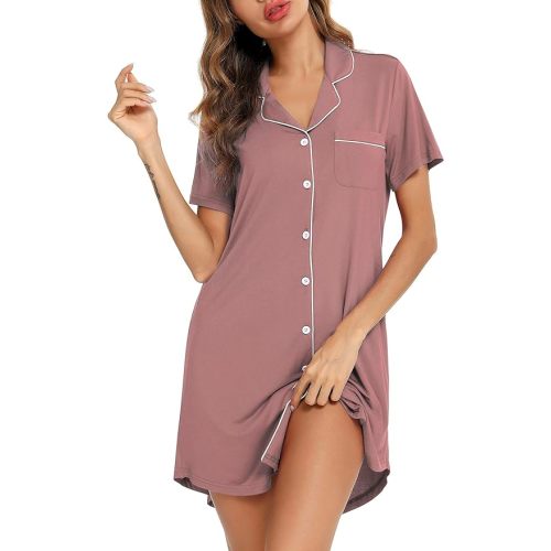 Leikar Maternity Nightgown For Women Nursing Pajamas Long Sleeve Sleepshirt