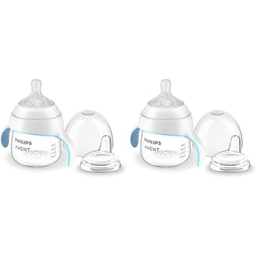 Philips Avent Natural Trainer Cup with Extra Fast Flow Natural Response Nipple (Flow 5) and Soft Spout, 5oz, SCF263/01 (Pack of 2)