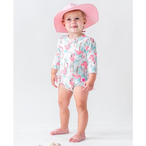 Tropical Print Long Sleeve One Piece Rash Guard