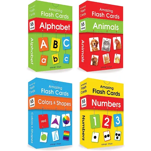 Amazing Flash Cards Set Of 4 Boxes: Early Development OF Preschool Toddler (220 Cards, Alphabet, Number, Animals, Colors And Shapes)