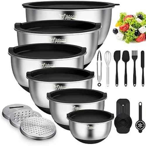 Wildone Mixing Bowls with Airtight Lids, Stainless Steel Mixing Bowls Set