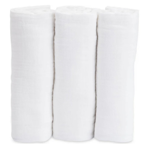 Cotton Muslin Swaddle Blanket 3 Pack, White Set - Little Unicorn | Maisonette